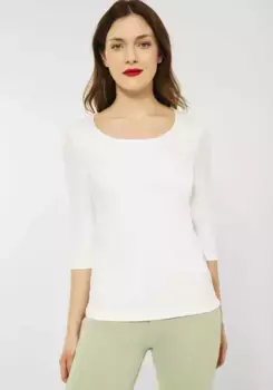 STREET ONE Рубашка с рукавом 3/4 "Style Pania", с дополнительной подкладкой спереди, кремовый