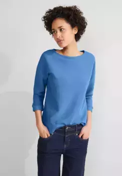 STREET ONE рубашка с рукавом 3/4 и структурированным узором, синий