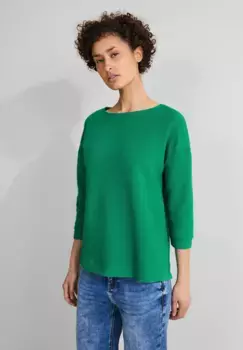 STREET ONE рубашка с рукавом 3/4 и структурированным узором, зеленый