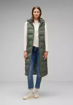 STREET ONE стеганый жилет, водоотталкивающий, зеленый