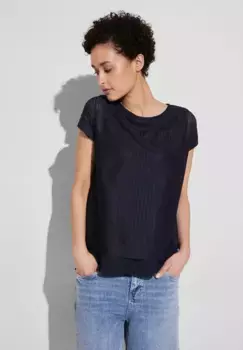 STREET ONE Топ 2-в-1, с прозрачным верхом, синий