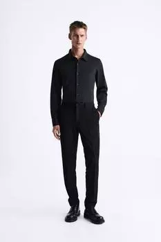 Стрейч-рубашка ZARA, черный