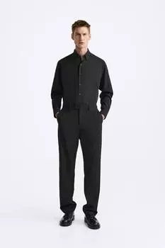 Стрейч-рубашка ZARA, черный