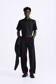 Стрейч-рубашка ZARA, черный