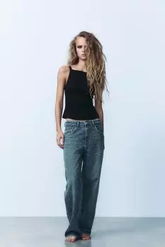 Стрейч-топ с бантиками ZARA, черный