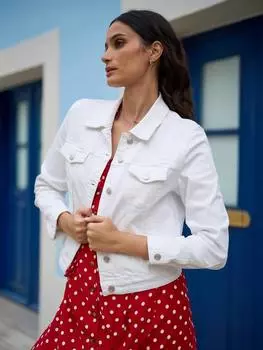 Стрейчевая джинсовая куртка Yumi, белый