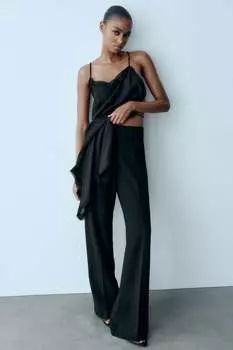 Стреляющие длинные брюки Zara, черный