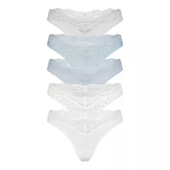 Стринги, 5 шт SKIMS Fits Everybody Lace, цвет Celeste Rosebud Multi