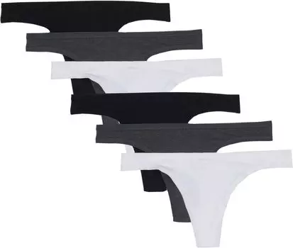 Стринги, 6 шт. PACT, цвет Charcoal Basics