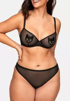 Стринги Alyshia Thong Plus Panty Black Cat Motif Adore Me, мотив черного кота