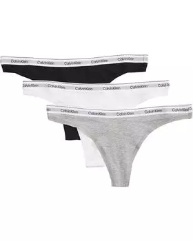 Стринги Calvin Klein Underwear Modern Logo Thong 3-Pack, цвет Black/White/Grey Heather
