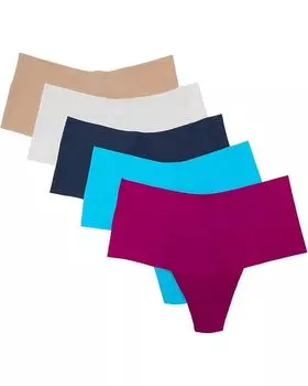 Стринги Hanky Panky Breathesoft High Rise Thong 5 Pack, цвет Marshmallow/Biscotti/Hot Fuchsia/Nightshade/Pacific Blue
