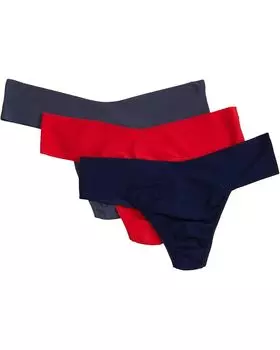 Стринги Hanky Panky BreatheSoft Natural Rise 3-Pack Thong, цвет Blackberry Crumble/Granite/Sleigh Queen
