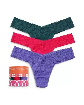 Стринги Hanky Panky Signature из эластичного кружева с низкой посадкой, набор из 3 шт Hanky Panky, коричневый