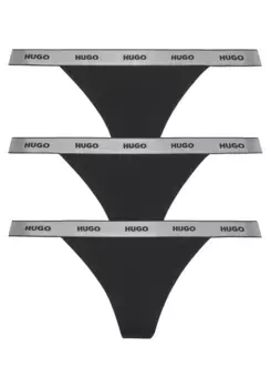 Стринги HUGO Underwear "TRIPLET THONG GIFT" (3 шт.), с логотипом на манжетах, черный
