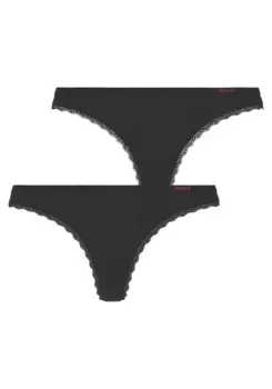 Стринги HUGO Underwear "TRIPLET THONG MICRO" (упаковка), с логотипом бренда, черный