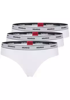 Стринги HUGO Underwear "TRIPLET THONG STRIPE" (3 шт.), с эластичным поясом с логотипом HUGO, черный