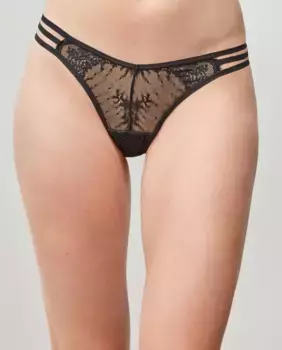 Стринги из вышитой ткани с деталями по бокам Gisela, чёрный