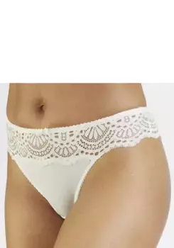 Стринги LASCANA "Аврора" с романтическими кружевными манжетами, кремовый