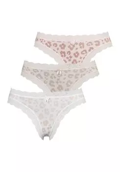 Стринги Lascana, бежевый/белый