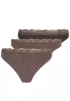 Стринги LASCANA, цвет taupe uni, gepunktet gestreift, gestreift