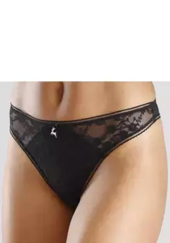 Стринги LASCANA из нежного жаккардового кружева с красивой фурнитурой, черный