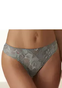 Стринги LASCANA "Mable" из тонкого цельного кружева, зеленый