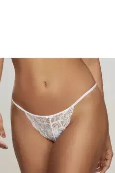 Стринги LASCANA "Nikoletta" из цветочного кружева с фурнитурой под жемчуг, белый