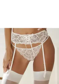 Стринги LASCANA "Nikoletta" из цветочного кружева с фурнитурой под жемчуг, цвет Ros-Champagner