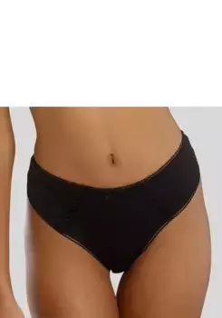 Стринги LASCANA с цветочным орнаментом, черный