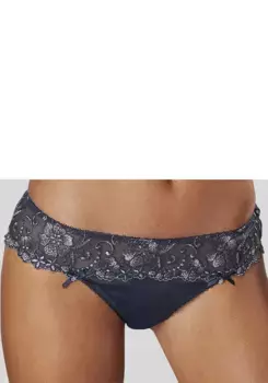 Стринги LASCANA "Wanda Dessous" с кружевной вышивкой в цветочном стиле, цвет морской волны