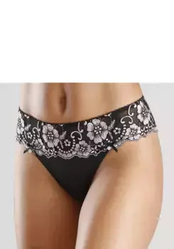 Стринги LASCANA "Wanda Dessous" с кружевной вышивкой в цветочном стиле, розовый