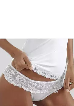 Стринги LASCANA "Wanda Dessous" с кружевной вышивкой в цветочном стиле, белый