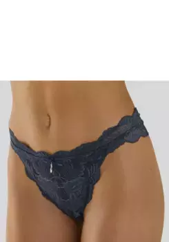 Стринги LASCANA, выполненные из тонкого кружева по всему периметру, цвет Dunkelpetrol