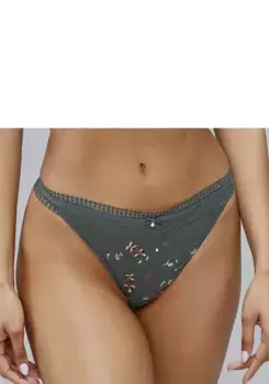 Стринги LASCANA "Жасмин" с цветочным узором, зеленый