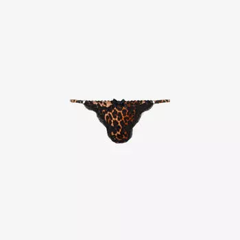 Стринги Molly из эластичного шелка с высокой посадкой и леопардовым принтом Agent Provocateur, черный
