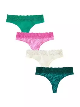 Стринги Next, цвет Cream/Emerald/Dark green/Neon pink
