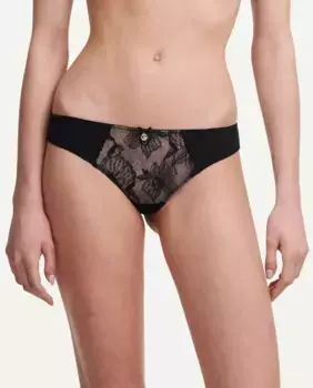 Стринги Орхидеи с кружевом и тюлем Chantelle, черный