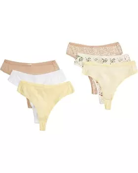 Стринги PACT Everyday High Rise Thong 6-Pack, цвет Wild Horizons