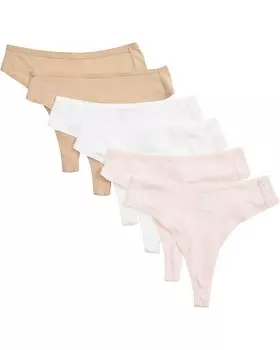 Стринги PACT Everyday High Rise Thong 6-Pack, цвет Neutrals