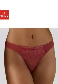 Стринги Petite Fleur (2 шт.), выполненные из модного кружева, цвет Haselnuss + Puder