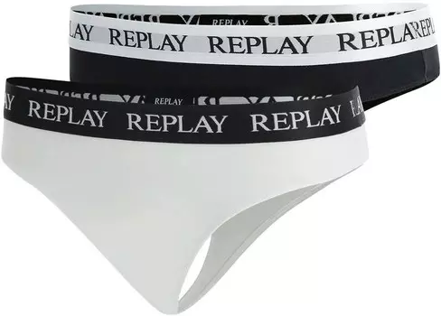 Стринги REPLAY, черный/белый