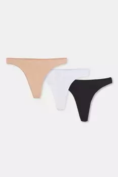 Стринги с хлопком - 3 пары Dagi, черный