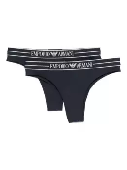 Стринги с логотипом (комплект из двух шт.) EMPORIO ARMANI, синий