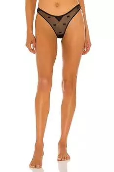 Стринги с вышитым бантом черного цвета Fleur Du Mal