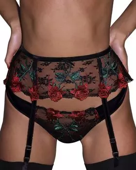 Стринги с вышивкой Bleeding Rose Fleur du Mal, черный