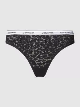 Стринги с животным принтом Calvin Klein Underwear, черный