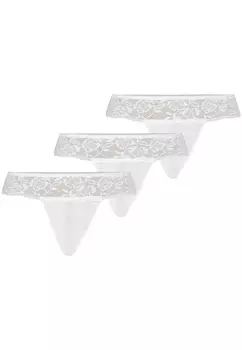 Стринги Teyli 3 шт: Damen Tanga mit floraler Spitze Comfo, белый