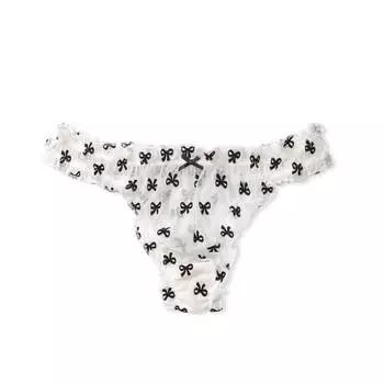 Стринги Victoria`s Secret Lace Thong, чёрный/белый