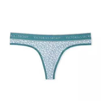 Стринги Victoria's Secret Logo Cotton Thong Smooth, бирюзовый